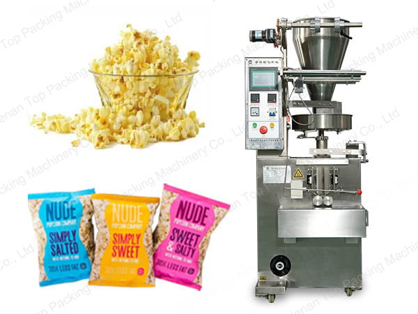 La machine d'emballage de granulés est destinée à divers matériaux, comme le pop-corn.