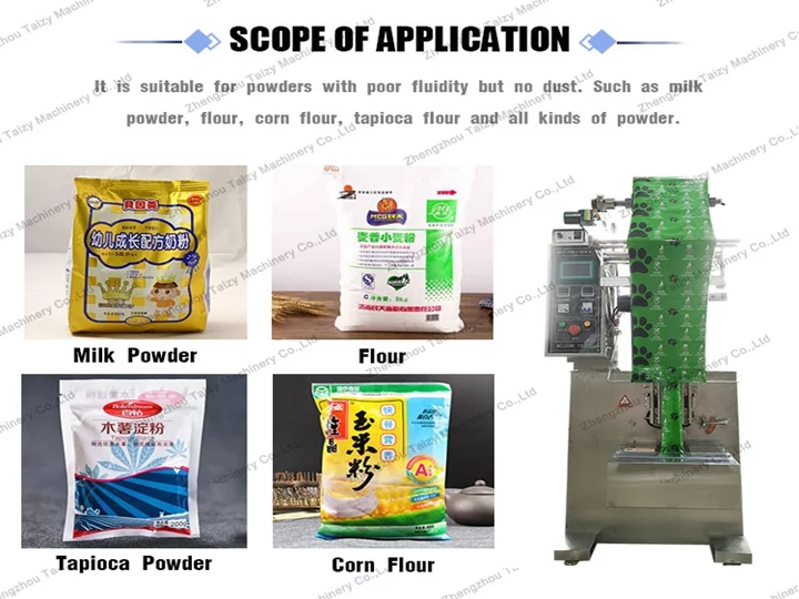 Application of powder packing machine