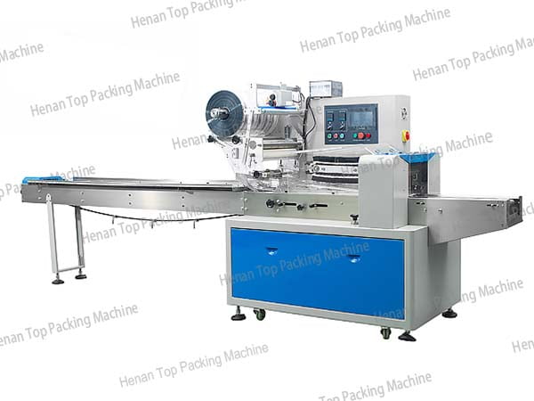 Meat packaging machine can wrap meat by the pillow packing machine.