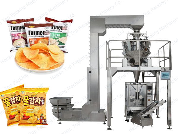 Multi-head weigher packing machine used for chips packing.